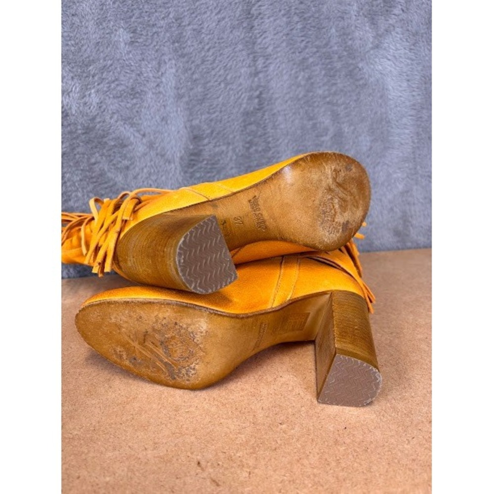 FREE PEOPLE Wild Rose Slouch Mustard Yellow leather Boots size 37 - Picture 8 of 9